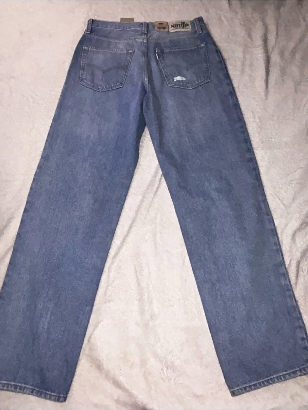 Levi's silver tap Light Blue Distressed Straight-Leg Jeans 27x31